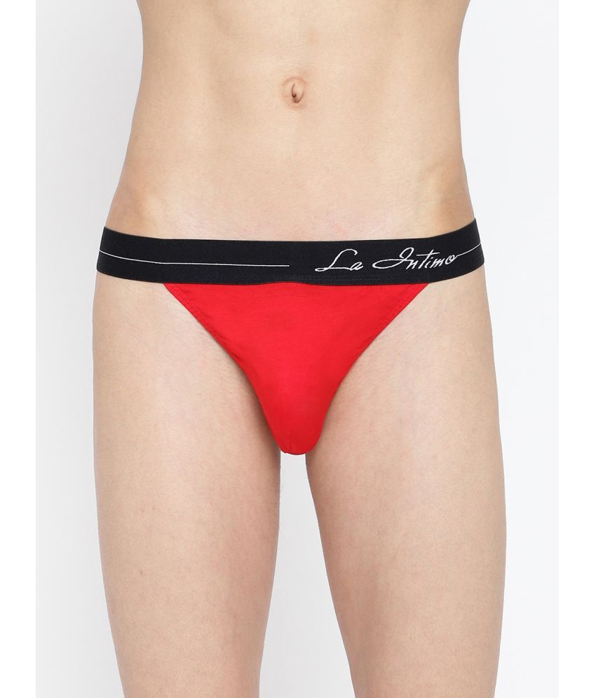     			La Intimo Pack of 1 Cotton Bikini For Men's ( Red )