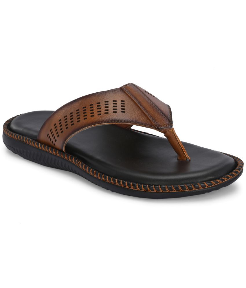     			Leeport Tan Men's Thong Flip Flop