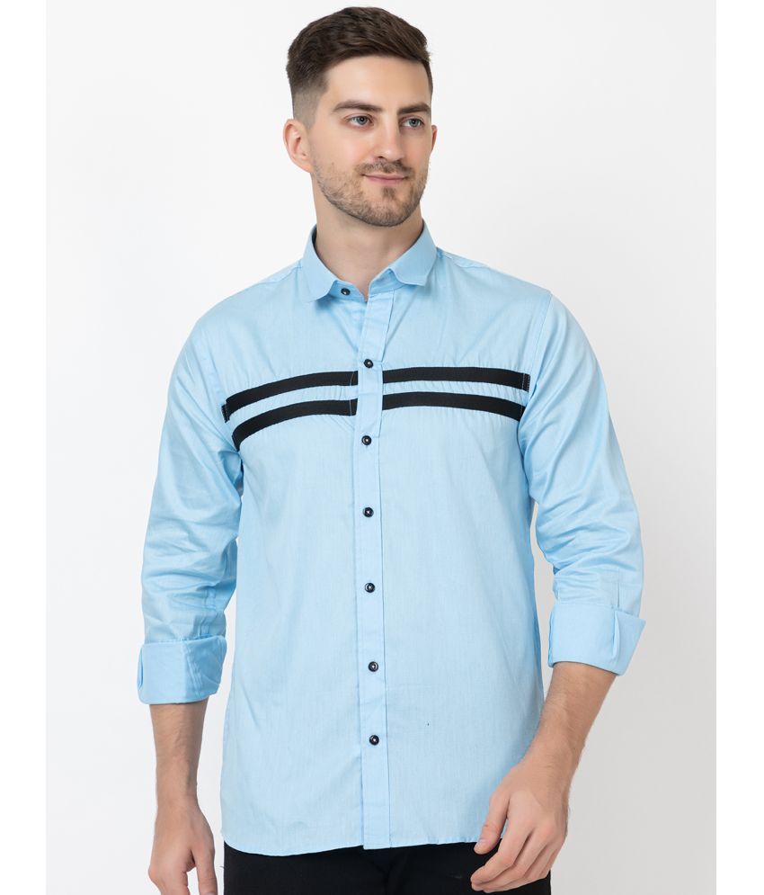     			MODERNITY Cotton Blend Regular Fit Striped Full Sleeves Men's Casual Shirt - Blue ( Pack of 1 )