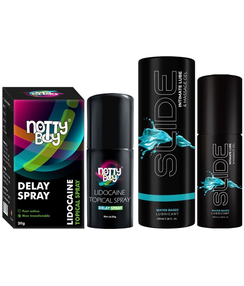     			NottyBoy Delay Spray For Men 20g and Slide Plain Water Based Lubricant 100ML - (Pack of 2)