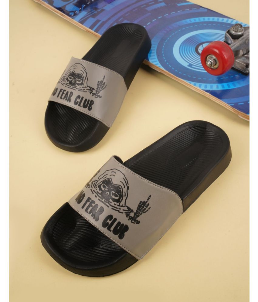     			PERY PAO Grey Men's Slide Flip Flop