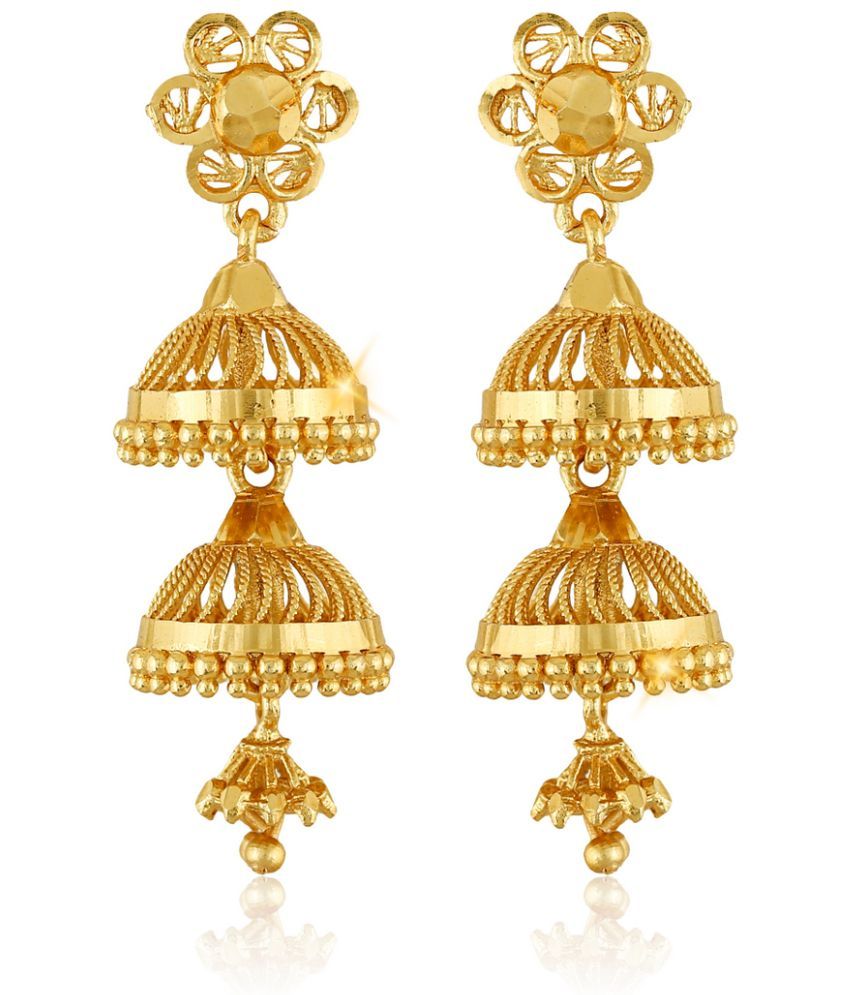     			VIVASTRI Golden Jhumki Earrings ( Pack of 1 )