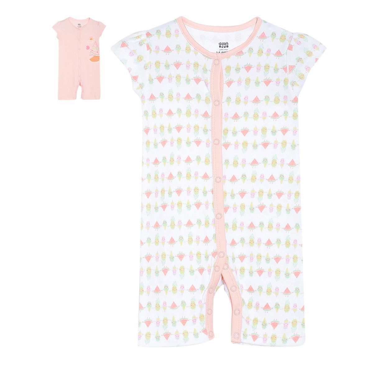     			miniklub Multicolor Cotton Rompers For Baby Girl ( Pack of 2 )