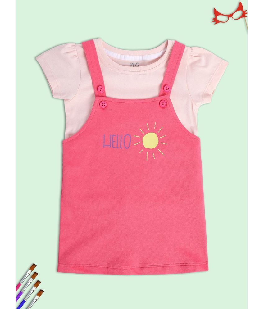     			miniklub Pink Cotton Baby Girl Dungaree Sets ( Pack of 2 )