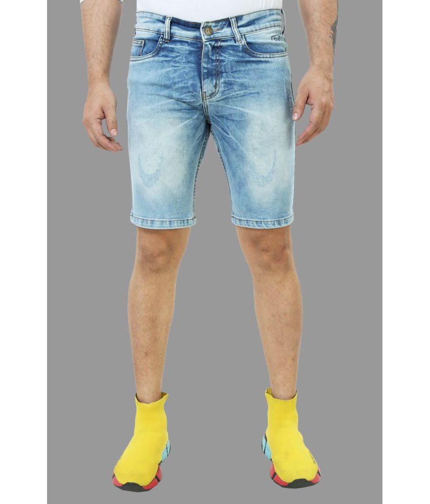     			plounge Blue Denim Men's Denim Shorts ( Pack of 1 )