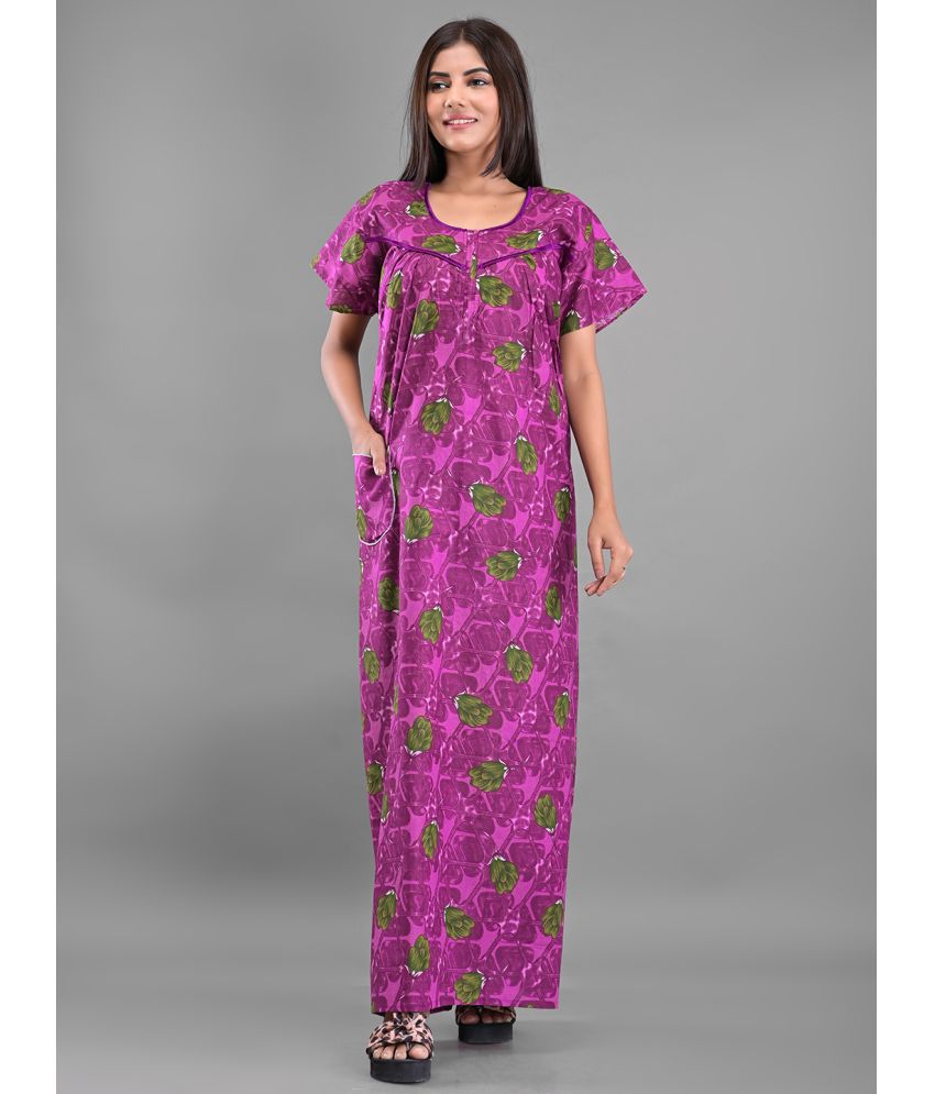     			rajeraj Purple Cotton Women's Nightwear Nighty & Night Gowns ( Pack of 1 )