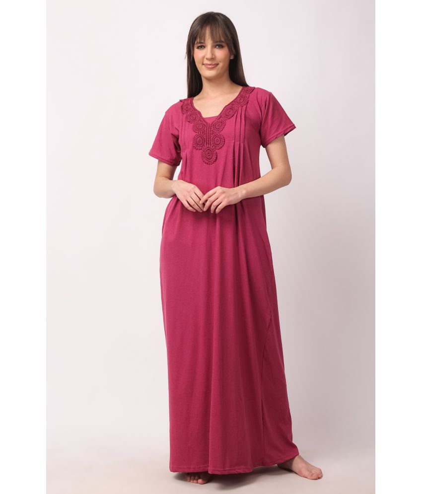     			Affair Pink Cotton Women's Nightwear Nighty & Night Gowns ( Pack of 1 )