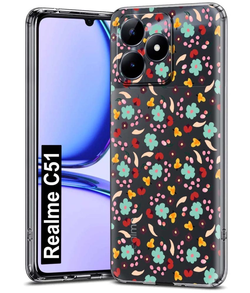     			Fashionury Multicolor Printed Back Cover Silicon Compatible For Realme C51 ( Pack of 1 )