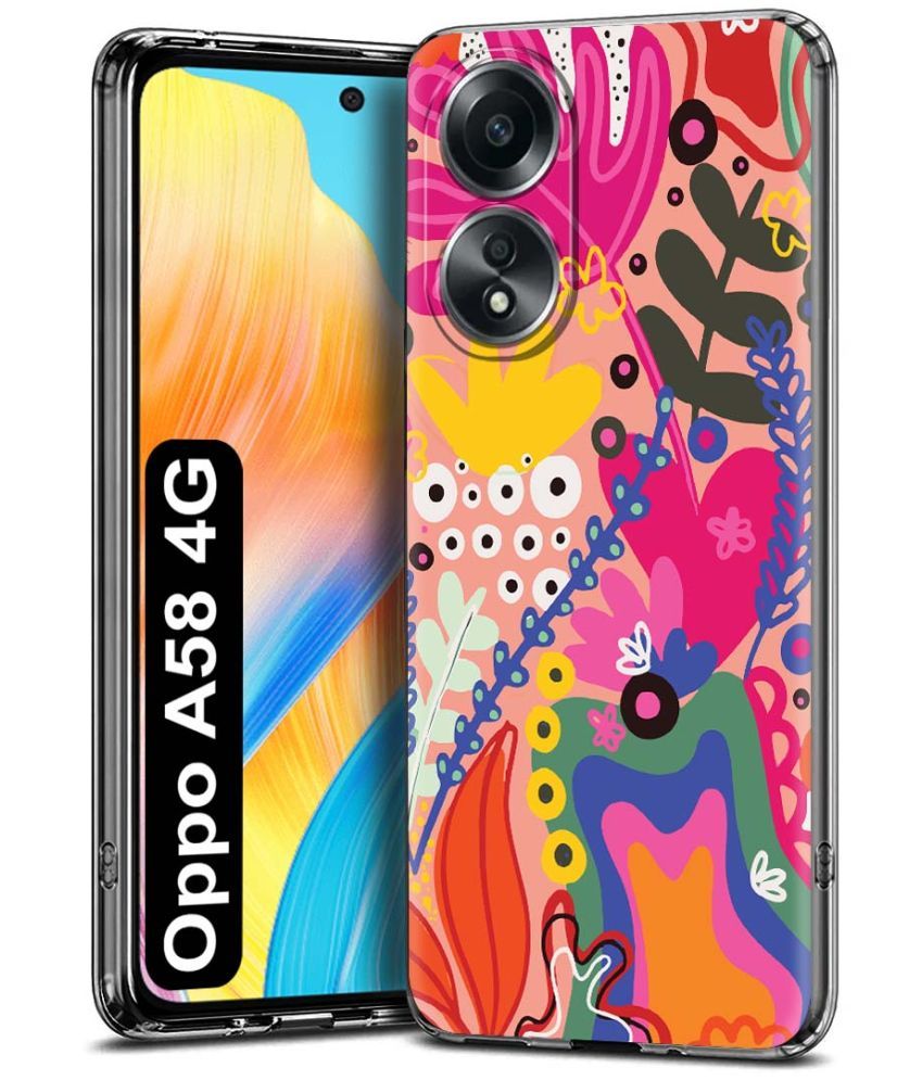     			Fashionury Multicolor Printed Back Cover Silicon Compatible For Oppo A58 4G ( Pack of 1 )