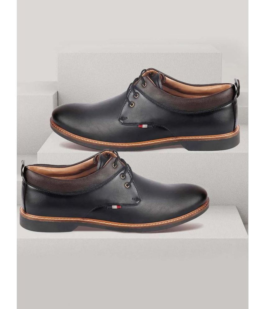     			Fausto Black Men's Oxford Formal Shoes