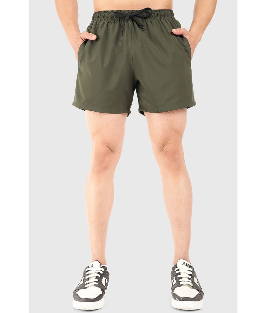    			Fuaark Olive Polyester Men's Gym Shorts ( Pack of 1 )