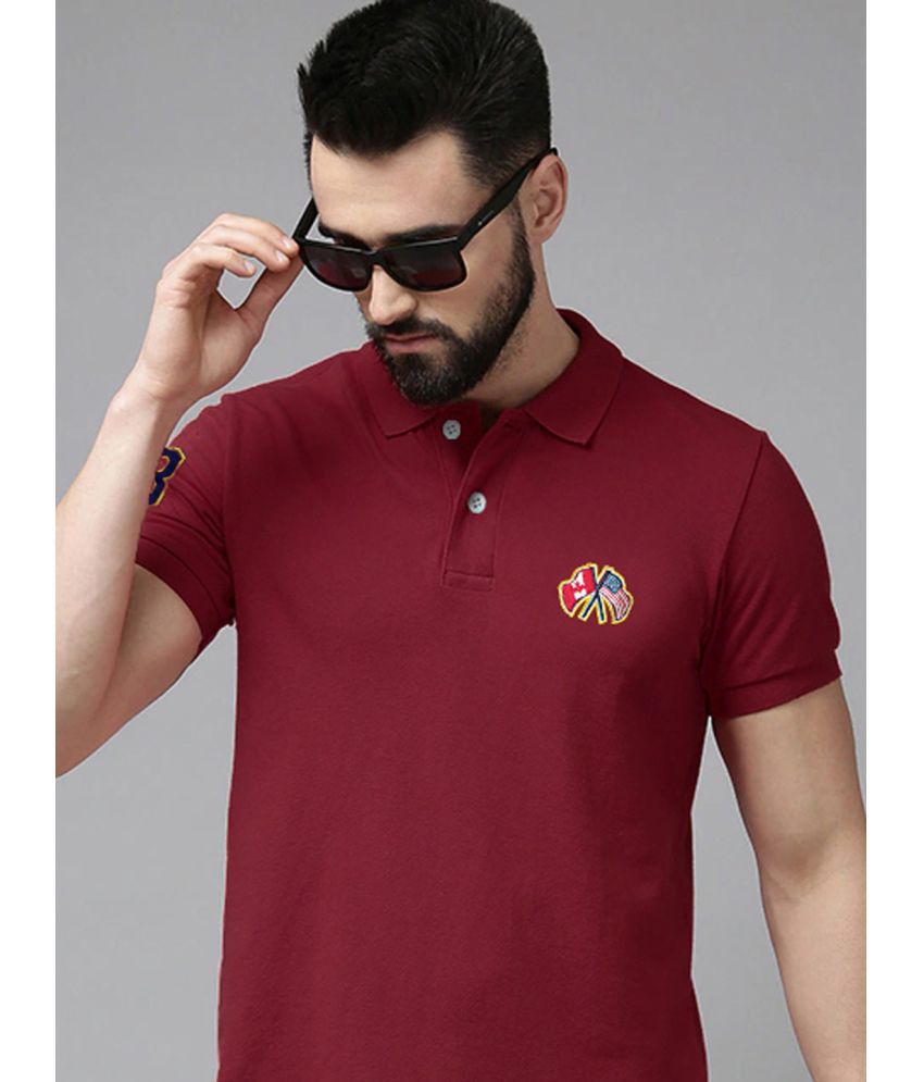     			Merriment Cotton Blend Regular Fit Solid Half Sleeves Men's Polo T Shirt - Maroon ( Pack of 1 )