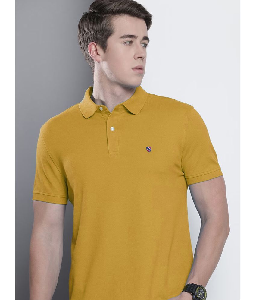     			Merriment Cotton Blend Regular Fit Solid Half Sleeves Men's Polo T Shirt - Mustard ( Pack of 1 )