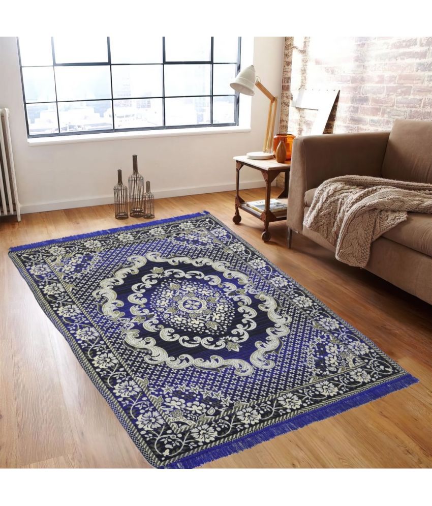     			Valtellina Blue Velvet Carpet Floral 4x7 Ft
