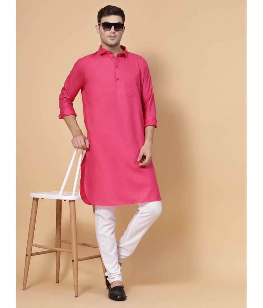     			allan peter Pink Cotton Blend Men's Pathani Kurta ( Pack of 1 )