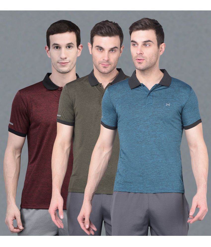     			Force NXT Multi Polyester Regular Fit Men's Sports Polo T-Shirt ( Pack of 3 )