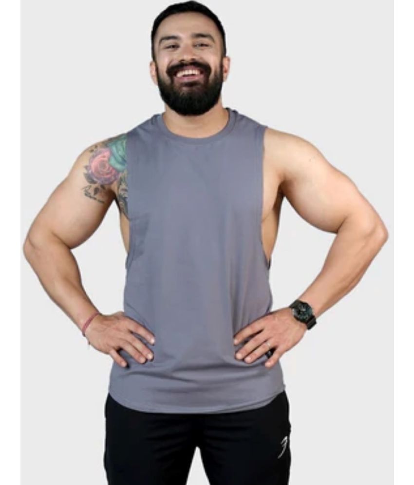     			Fuaark Grey Cotton Regular Fit Men's Tanks ( Pack of 1 )