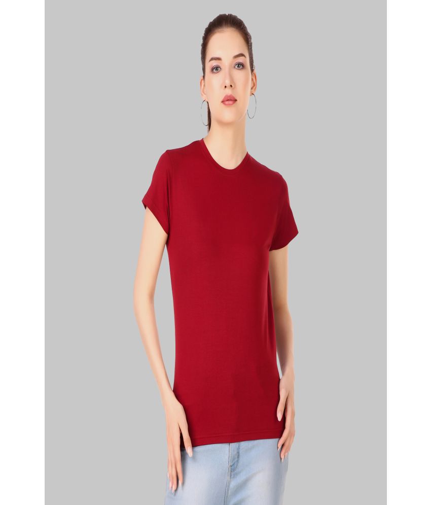     			IDASS Maroon Cotton Blend Slim Fit Women's T-Shirt ( Pack of 1 )