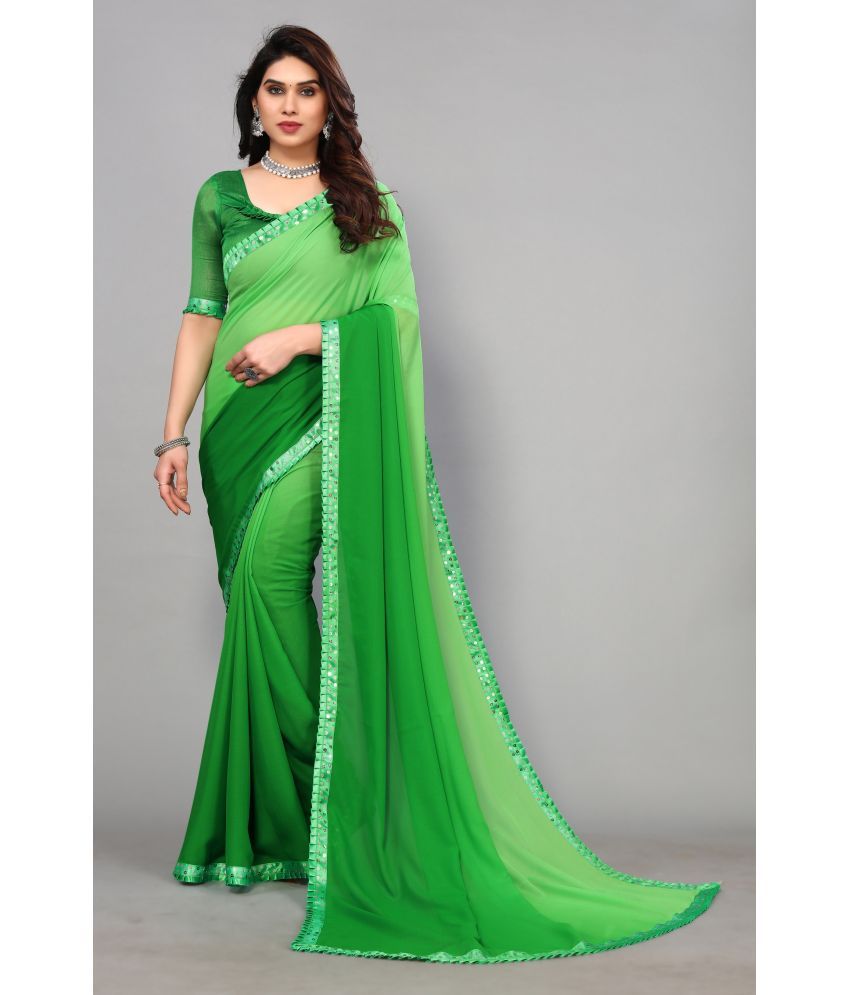     			Kashvi Sarees Georgette Embellished Saree With Blouse Piece - Green ( Pack of 1 )