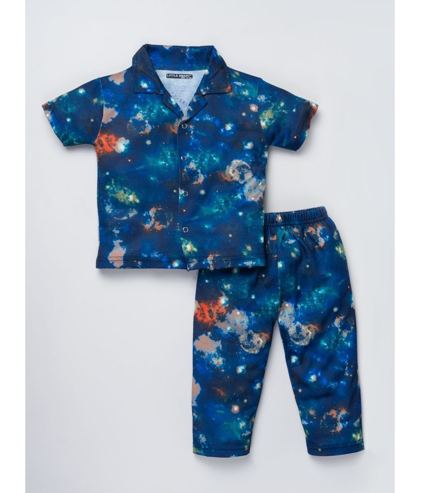     			Little Smart Navy Blue Cotton Blend Unisex Shirt & Shorts ( Pack of 1 )