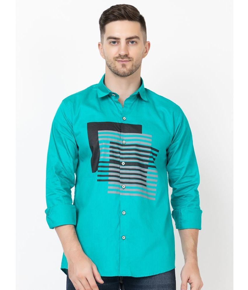     			MODERNITY 100% Cotton Regular Fit Striped Full Sleeves Men's Casual Shirt - Turquoise ( Pack of 1 )