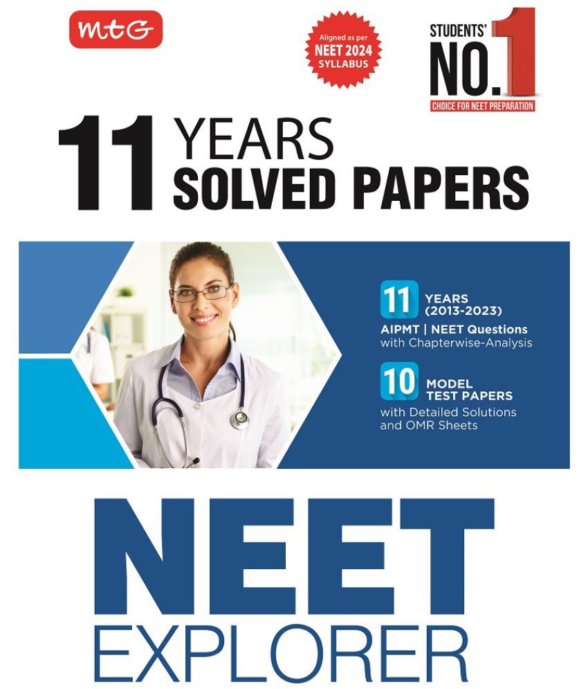     			MTG 11 Years NEET Solved Papers For 2024 Exam (NEET PYQ) | 10 Model Test Papers with Detailed Solutions and OMR Sheets | NEET Explorer As Per NMC NEET Syllabus
