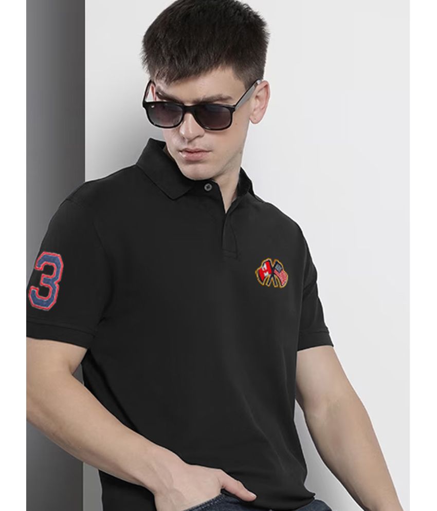     			Merriment Cotton Blend Regular Fit Solid Half Sleeves Men's Polo T Shirt - Black ( Pack of 1 )