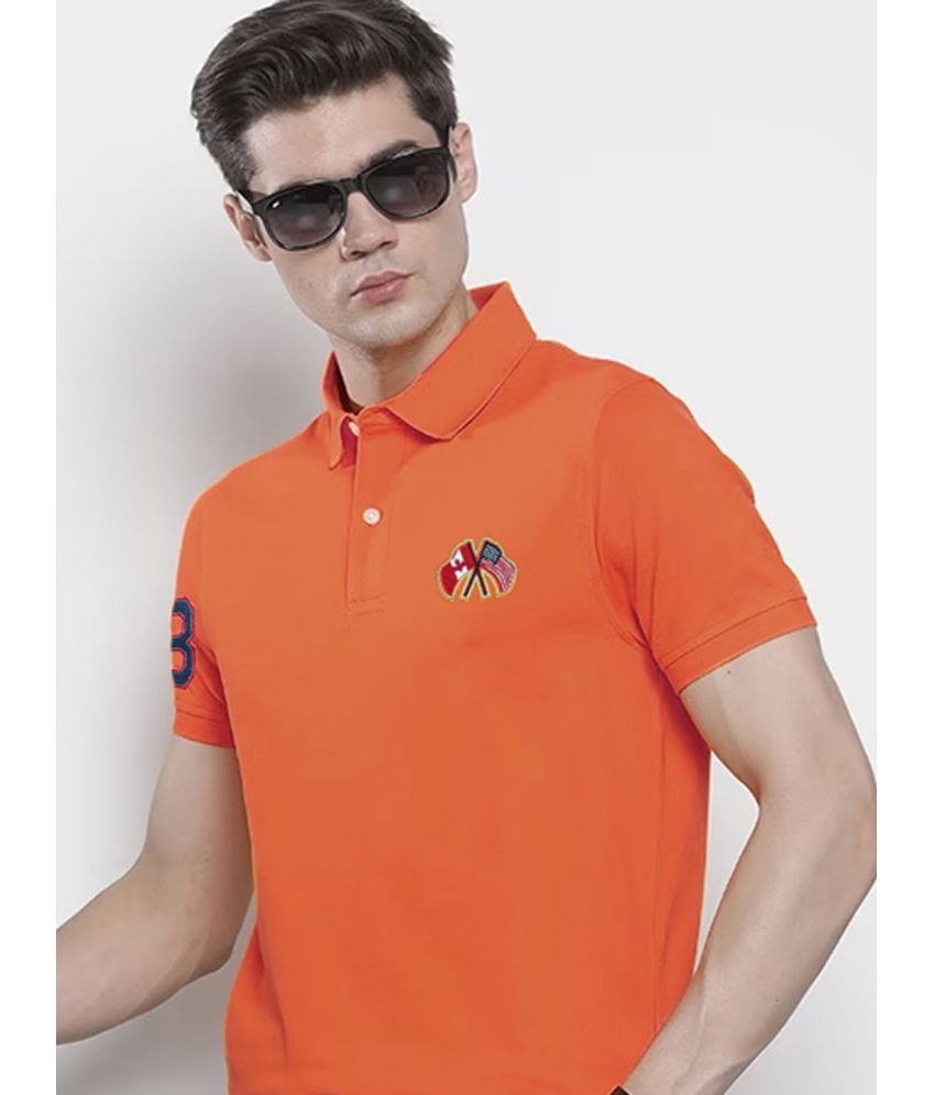     			Merriment Cotton Blend Regular Fit Solid Half Sleeves Men's Polo T Shirt - Orange ( Pack of 1 )