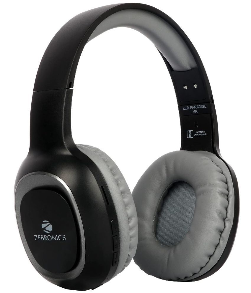     			Zebronics Paradise Bluetooth Bluetooth Headphone Over Ear 15 Hours Playback Powerfull bass IPX4(Splash & Sweat Proof) Black