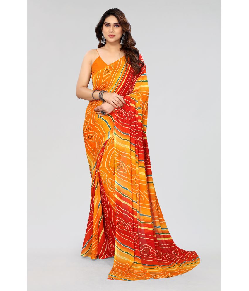     			ANAND SAREES Georgette Printed Saree Without Blouse Piece - Yellow ( Pack of 1 )