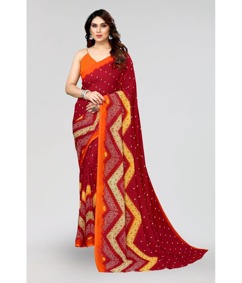     			ANAND SAREES Georgette Printed Saree Without Blouse Piece - Maroon ( Pack of 1 )