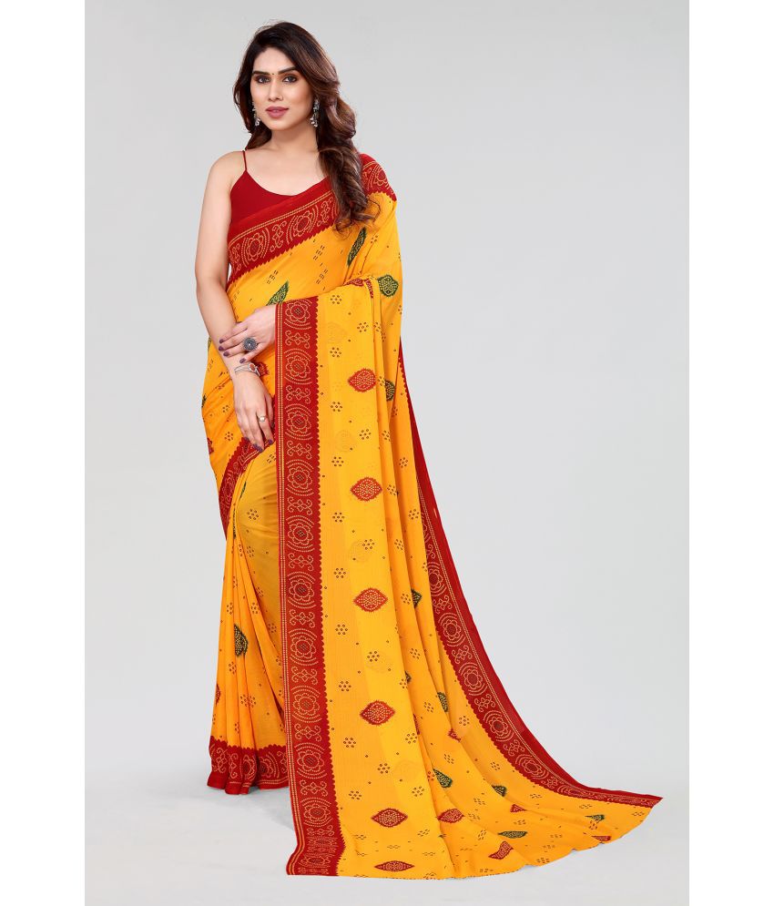     			ANAND SAREES Georgette Printed Saree Without Blouse Piece - Red ( Pack of 1 )