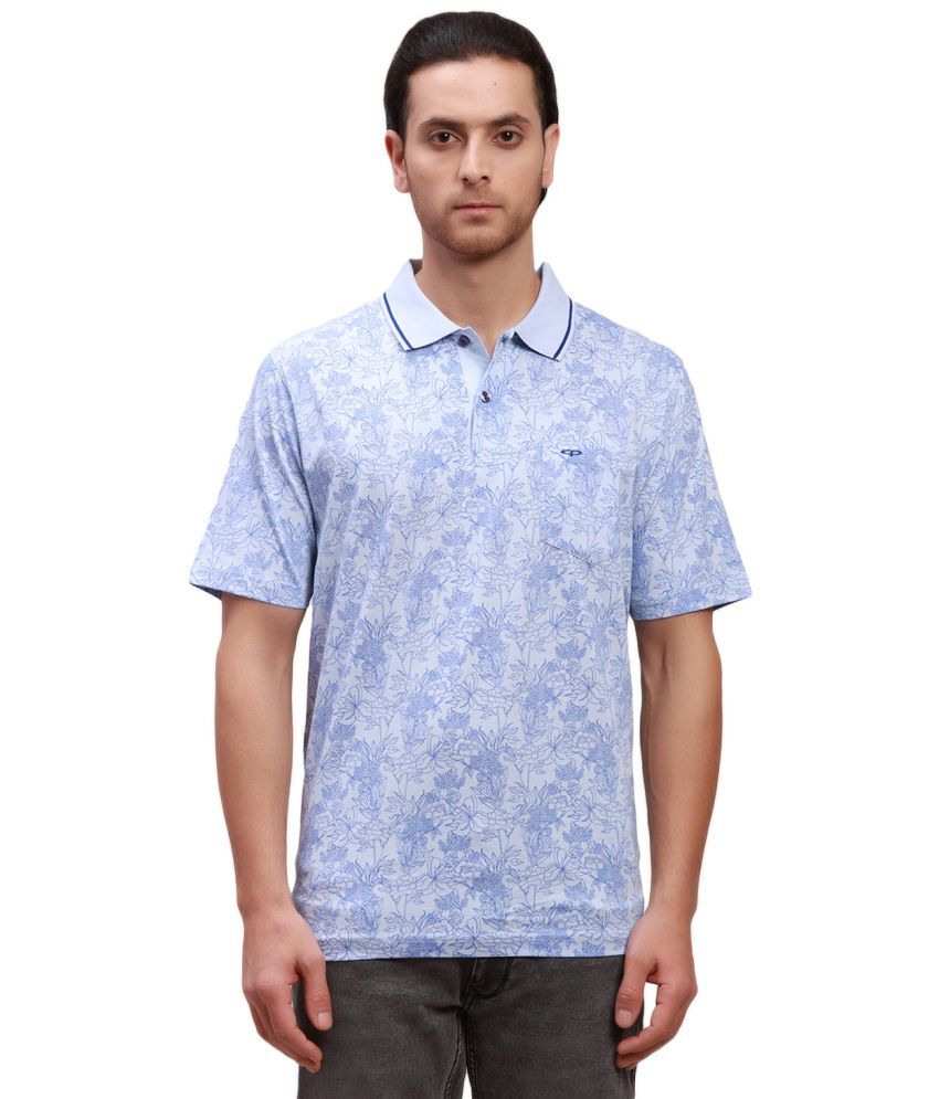     			Colorplus Cotton Slim Fit Printed Half Sleeves Men's Polo T-Shirt - Blue ( Pack of 1 )