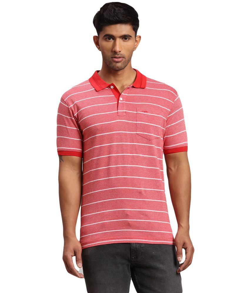     			Colorplus Cotton Slim Fit Striped Half Sleeves Men's Polo T-Shirt - Maroon ( Pack of 1 )