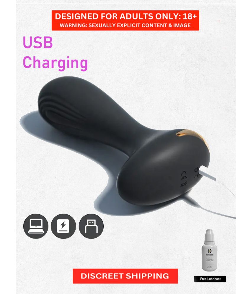     			Easy to Use USB Charging Black Color Anal Plug Vibrator with Free Kaamraj Lube by Naughty Nights