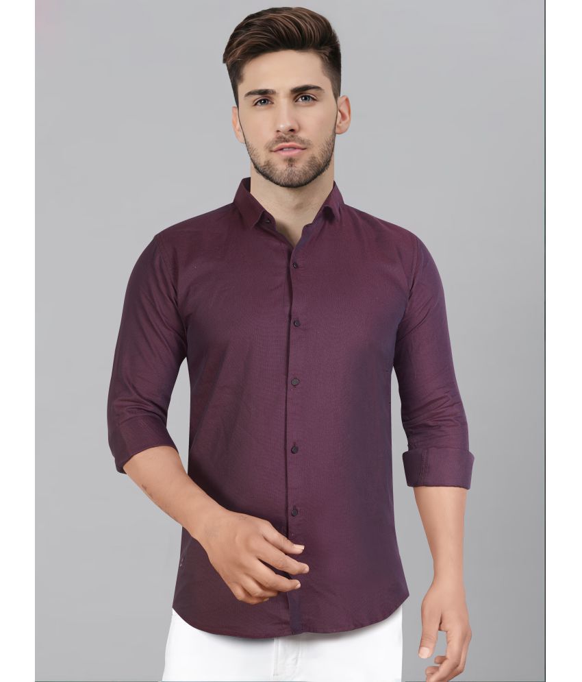     			JB JUST BLACK Cotton Blend Slim Fit Solids Full Sleeves Men's Casual Shirt - Purple ( Pack of 1 )