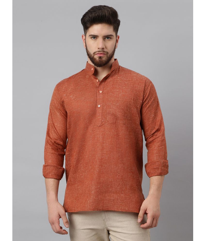     			RIAG Brown Cotton Men's Shirt Style Kurta ( Pack of 1 )