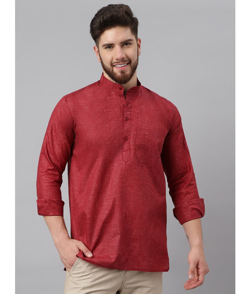     			RIAG Red Cotton Men's Shirt Style Kurta ( Pack of 1 )