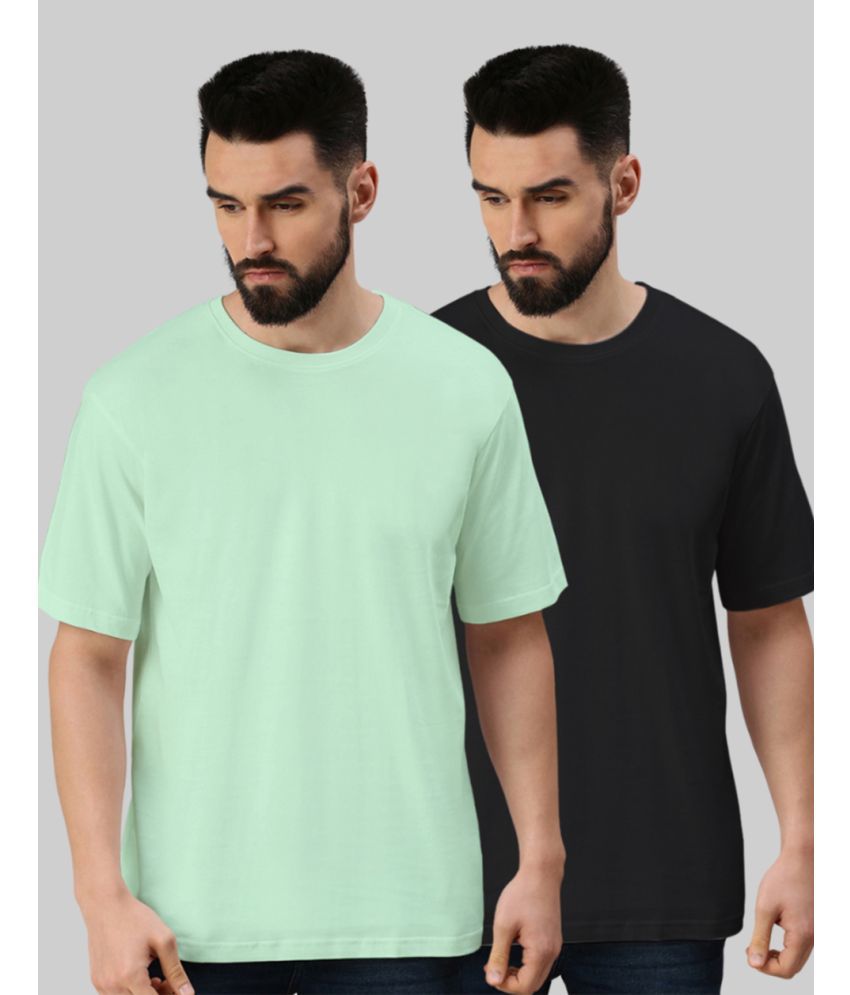     			Veirdo Pack of 2 100% Cotton Oversized Fit Men's T-Shirt ( Light Green )