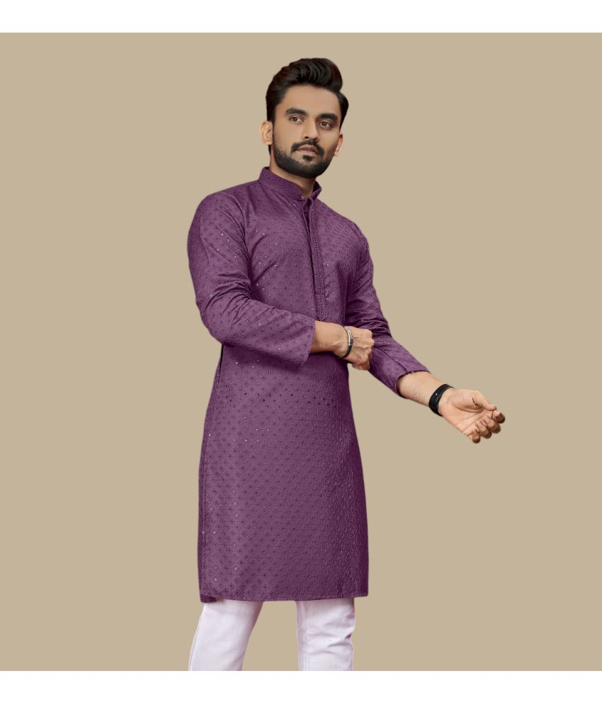     			Balaji's Purple Cotton Men's Regular Kurta ( Pack of 1 )