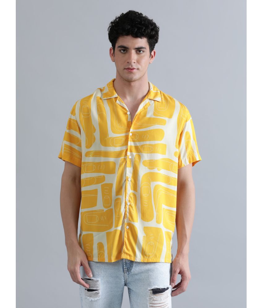     			Bene Kleed Rayon Regular Fit Printed Half Sleeves Men's Casual Shirt - Mustard ( Pack of 1 )