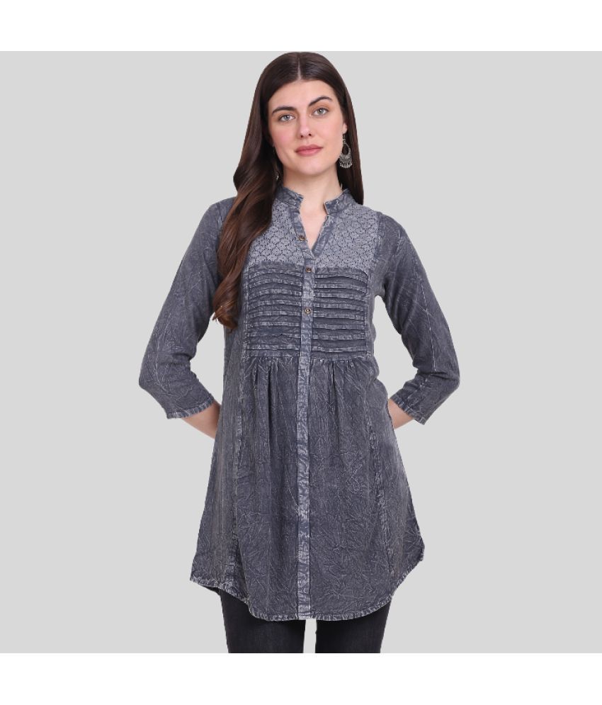     			PPTHEFASHIONHUB Grey Denim Women's Regular Top ( Pack of 1 )