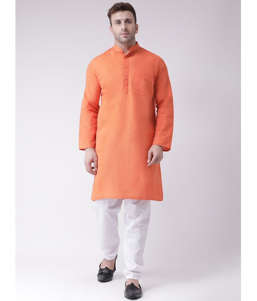     			RIAG Fluorescent Orange Cotton Men's Regular Kurta ( Pack of 1 )