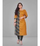 Parastri Cotton Printed Straight Women's Kurti - Mustard ( Pack of 1 )