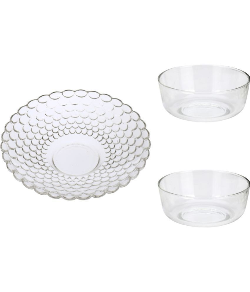     			1st Time Transparent Glass Dinner Set ( Pack of 3 )