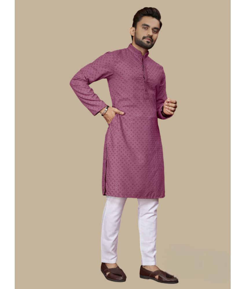     			Balaji's Mauve Cotton Relaxed Fit Men's Kurta Pyjama Set ( Pack of 1 )