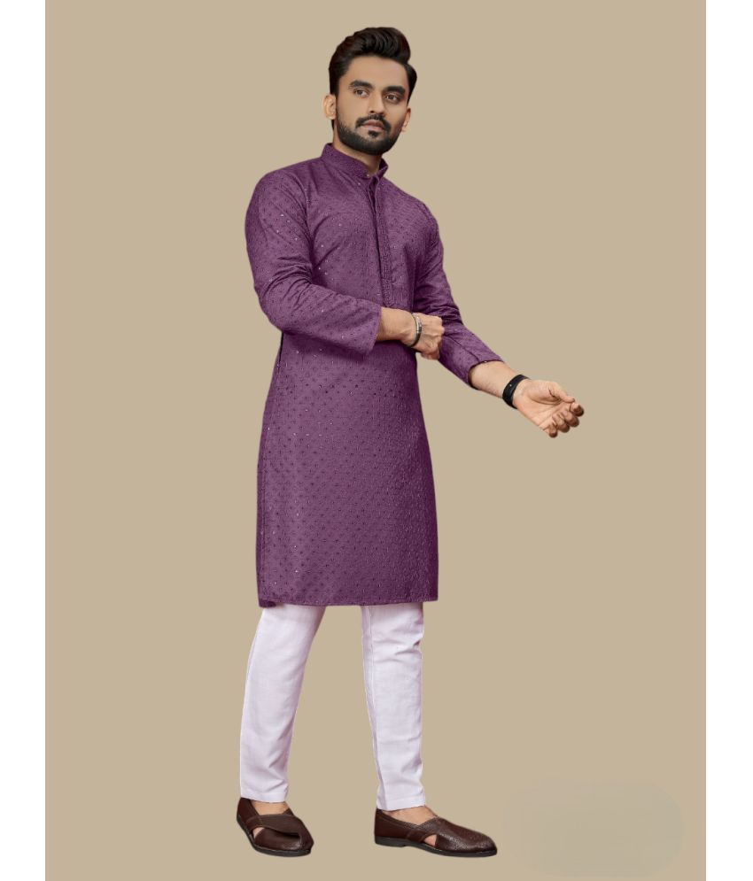     			Balaji's Wine Cotton Relaxed Fit Men's Kurta Pyjama Set ( Pack of 1 )