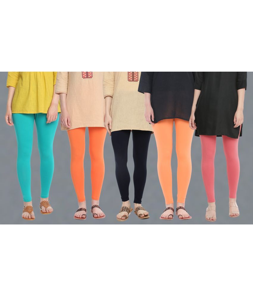     			Dollar Missy - Multicolor Cotton Women's Leggings ( Pack of 5 )