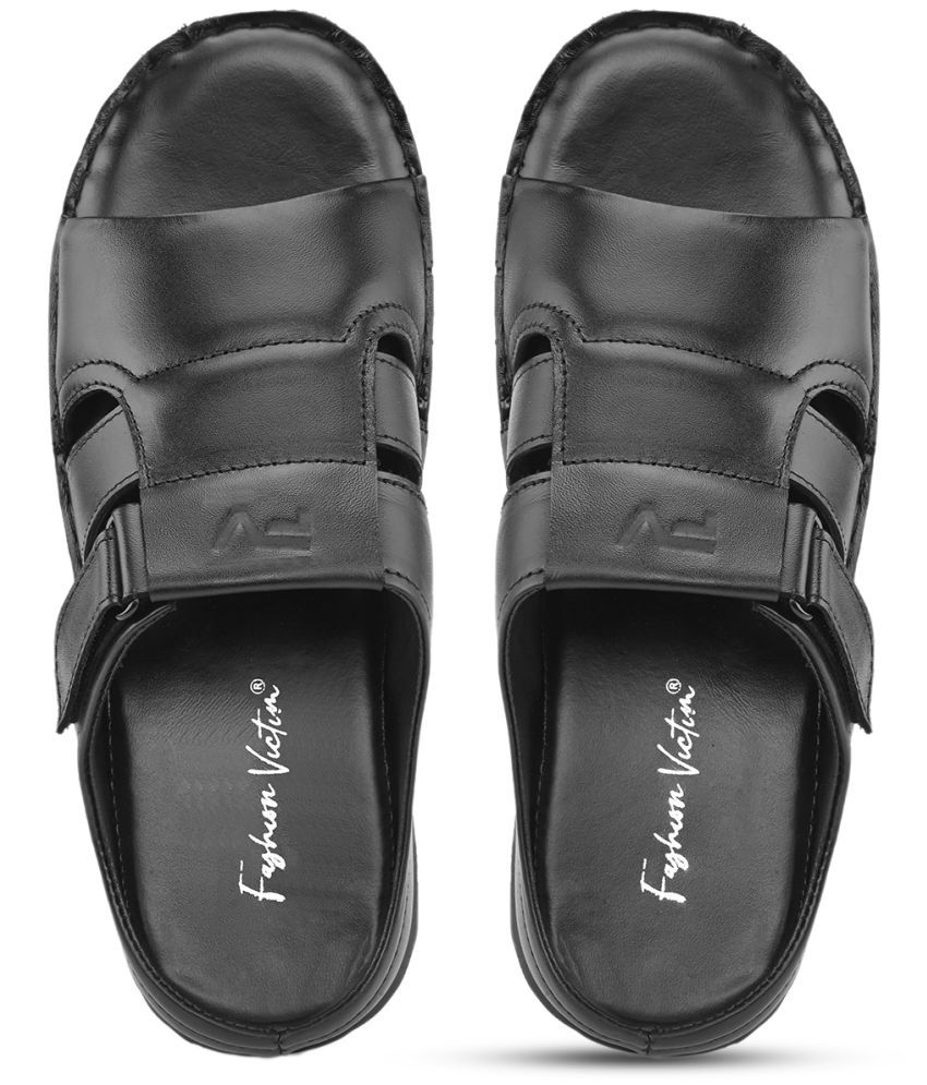     			Fashion Victim Black Men's Leather Slipper