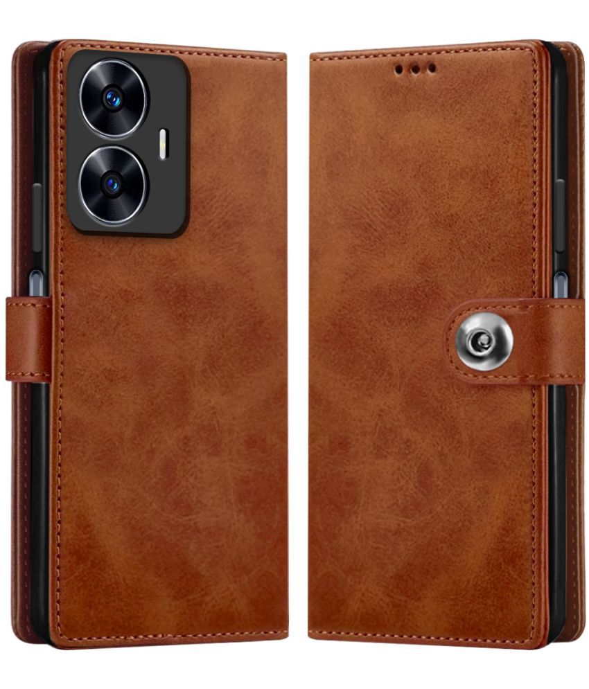     			Fashionury Brown Flip Cover Leather Compatible For Realme C55 ( Pack of 1 )